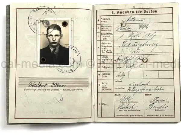 WEHRPASS – WALTER ADAM - 60. + 8. INFANTERIE DIVISION - POLENFELDZUG – WESTFELDZUG –  VOLKSSTURM 1944