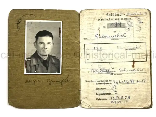 SOLDBUCH – WILHELM SCHMECHEL – OBERFELDWEBEL – INFANTERIE-REGIMENT "FELDHERRNHALLE" 