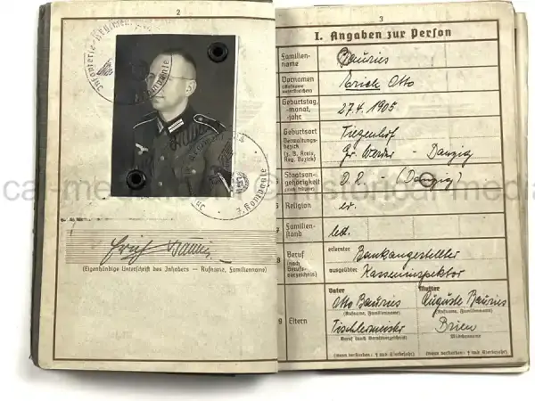 WEHRPASS – ERICH BAURIES – LANDESPOLIZEI DANZIG - BATTLE OF WESTERPLATTE + FRANCE & RUSSIA