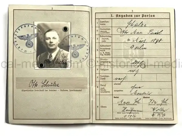 WEHRPASS – OTTO SCHULZE – INFANTERIE-REGIMENT 466– 263. INFANTERIE-DIVISION – POLAND CAMPAIGN